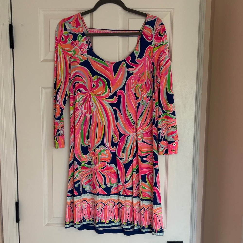 Lilly Pulitzer Pink and Blue Floral Dress, Size S